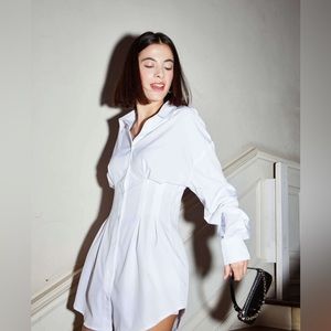 Button Down Corset Shirt Dress